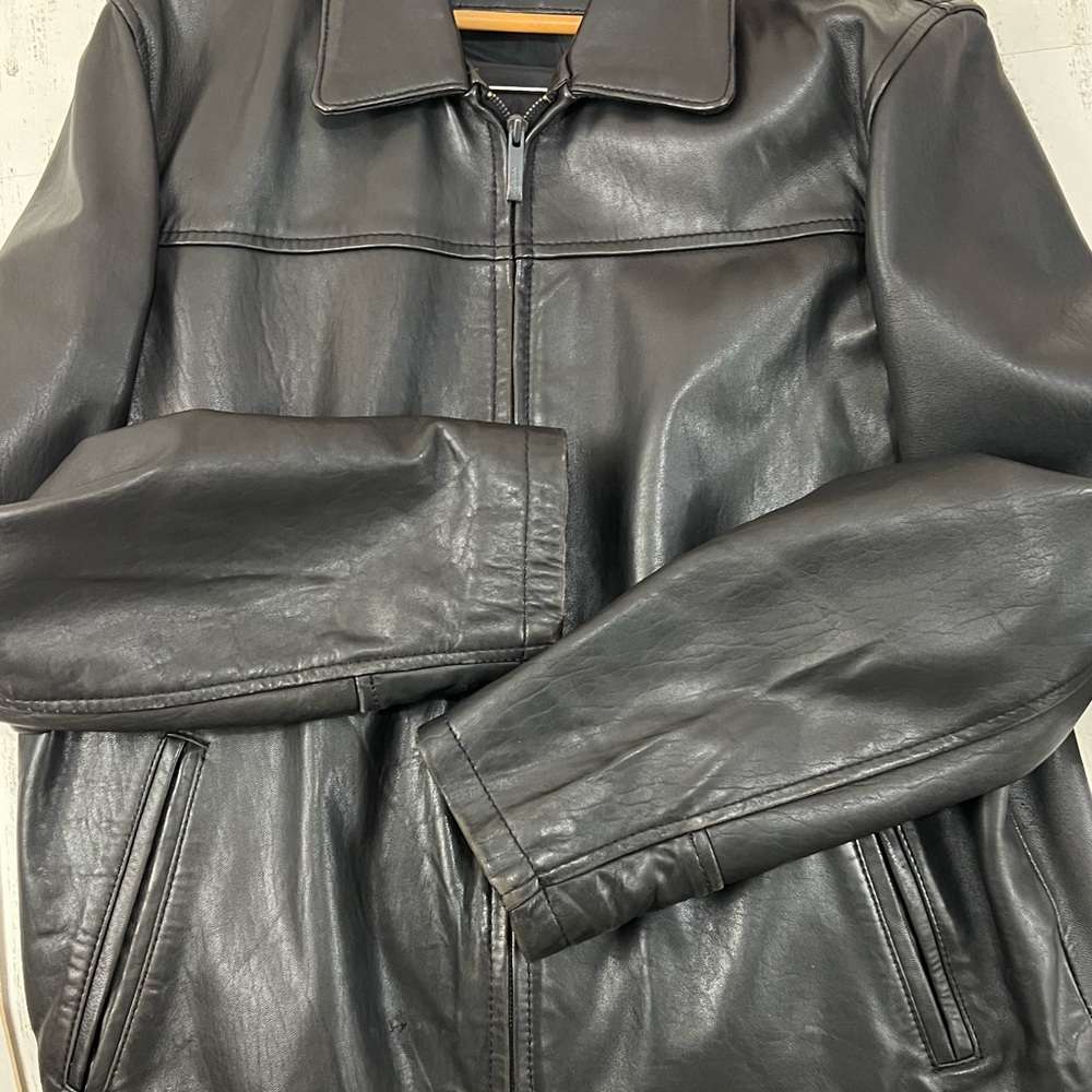 Kenneth Cole Reaction Men’s Black Leather Jacket Large - Picture 5 of 10